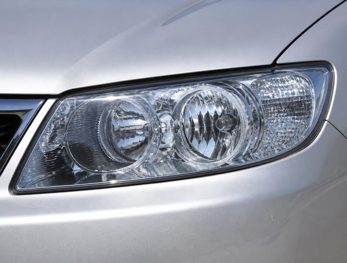 Clear restored vehicle headlight after professional restoration in Sheboygan WI